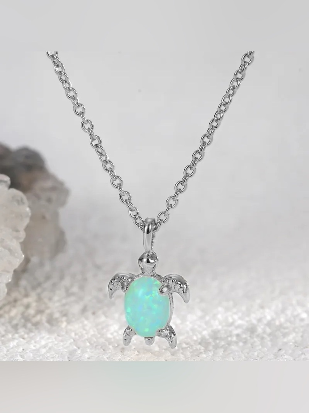 Opal Turtle Pendant Necklace Q1062